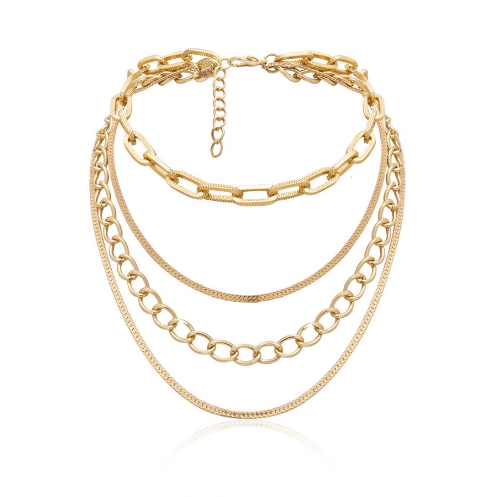 'Fable' Layered Gold Chain Link Choker Necklace - Picture 9 of 9